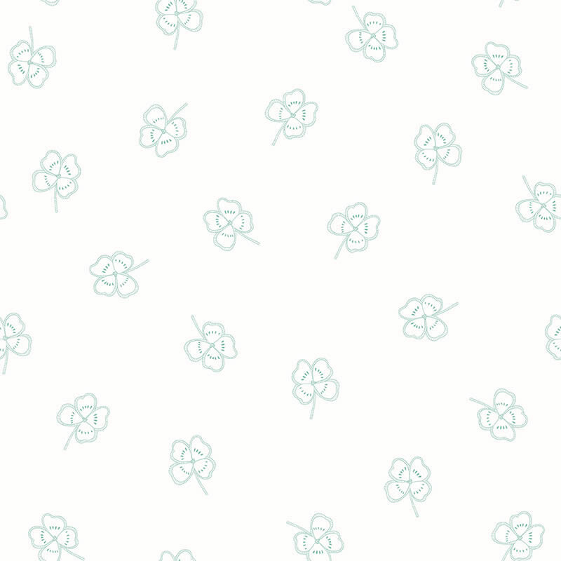 Tapete Weiß Grüne Kleeblätter Vlies-65-27180