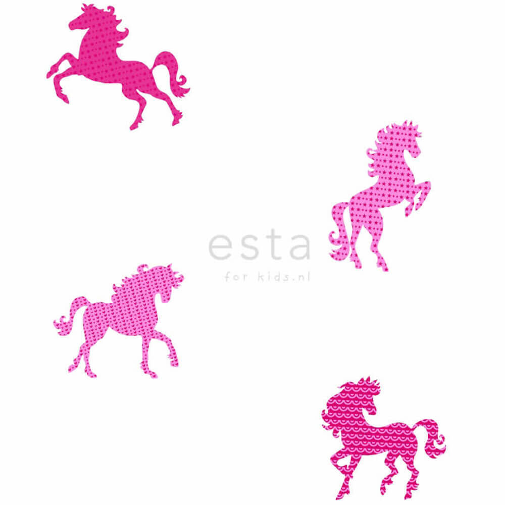 girl's room horses pink wallpaper