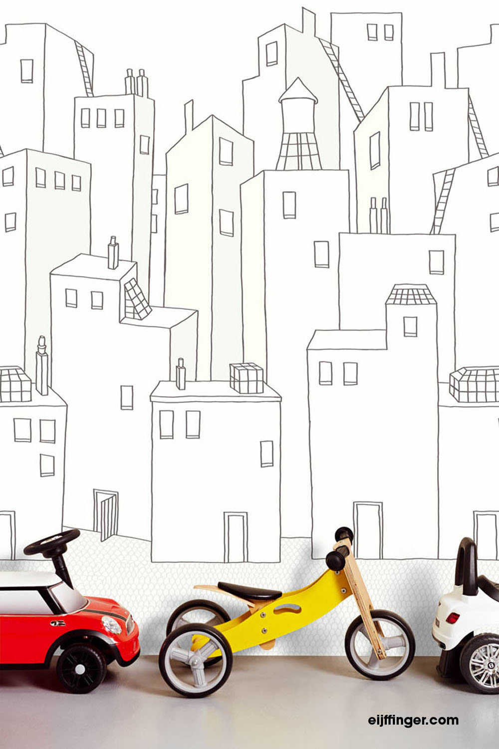 High-rise buildings cream-white mural-55-364171