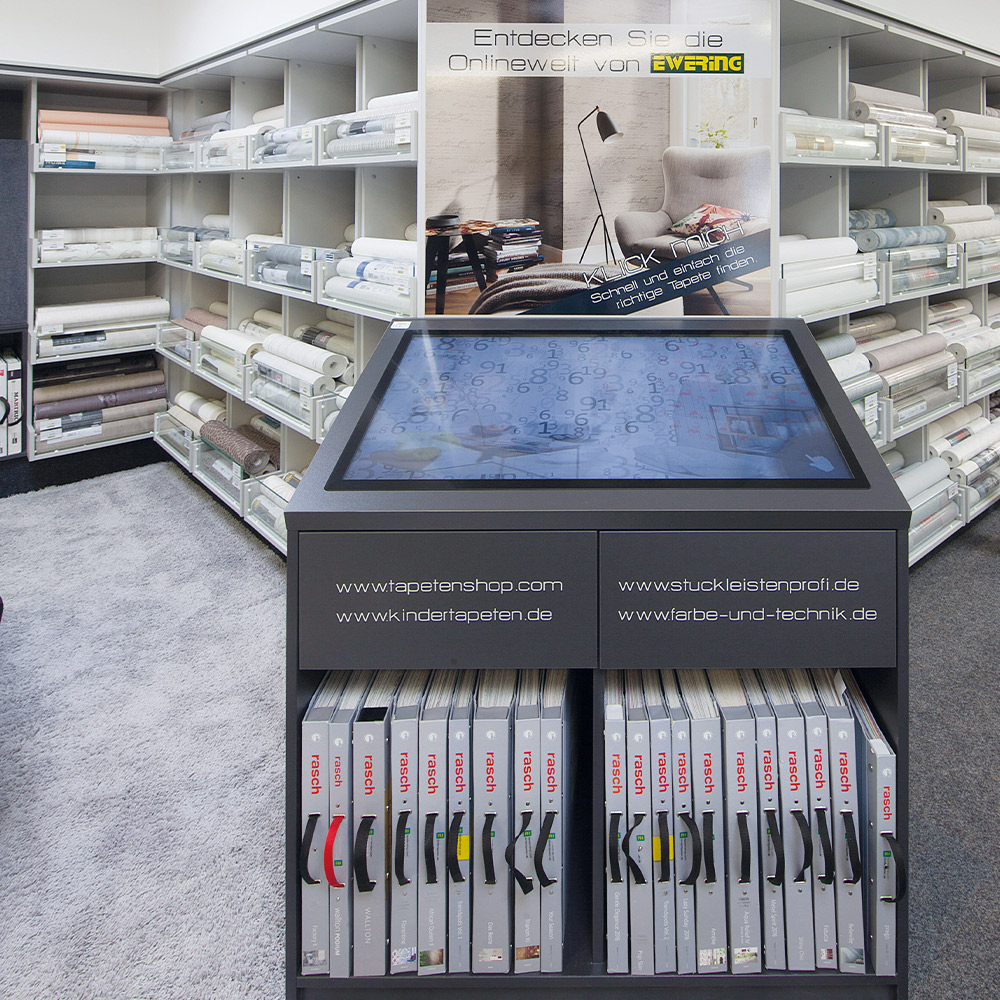 Große Tapetenauswahl im Fachgeschäft Ewering Raumdesign in Reken. Tapetenabteilung im Fachmarkt Ewering Raumdesign in Reken.