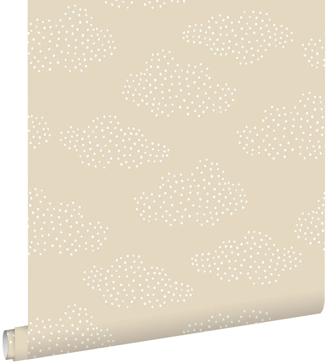 Wolkenmuster aus Punkten schlichte Vliestapete zart beige