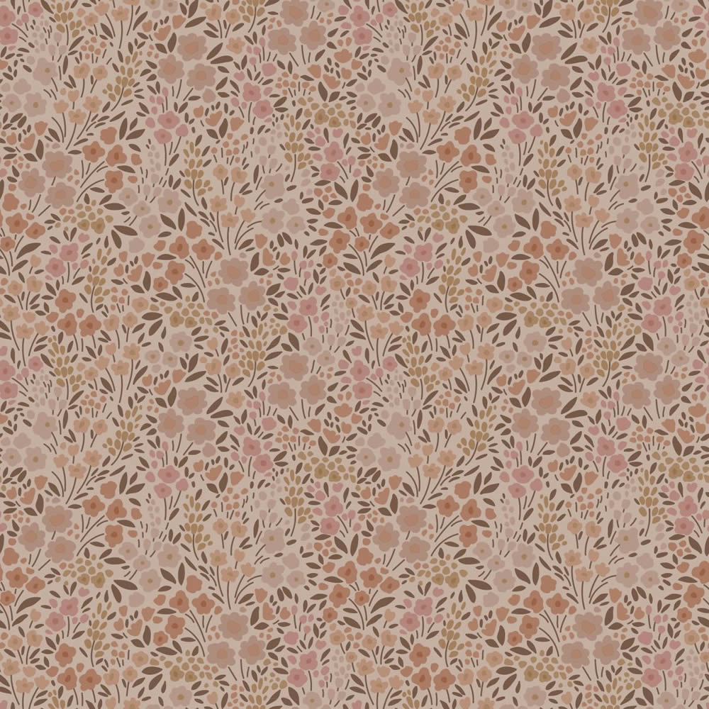 Non-woven wallpaper natural small pink flowers 139700