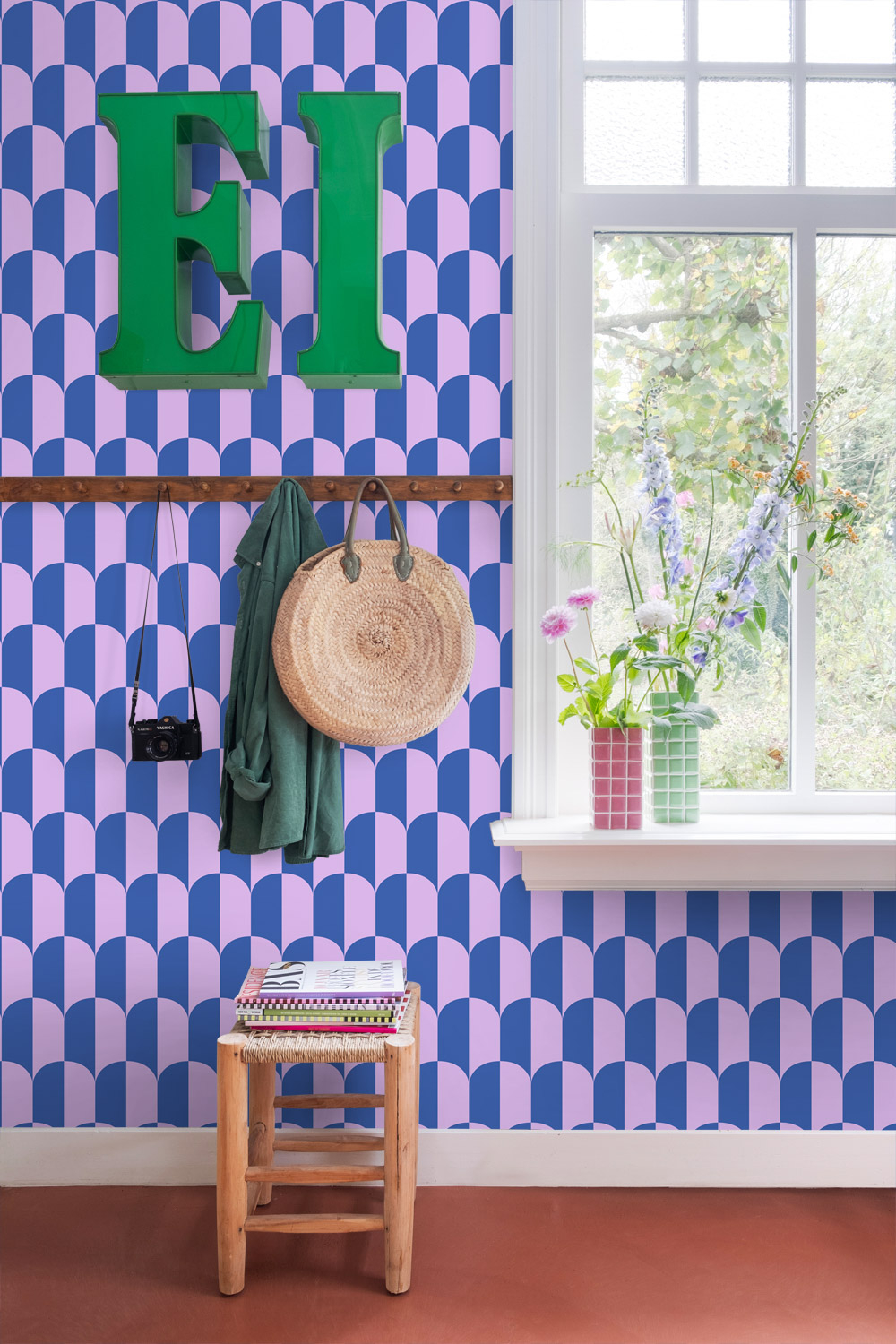 Tapete Vliestapete Art Deco Bögen lila royalblau 139983