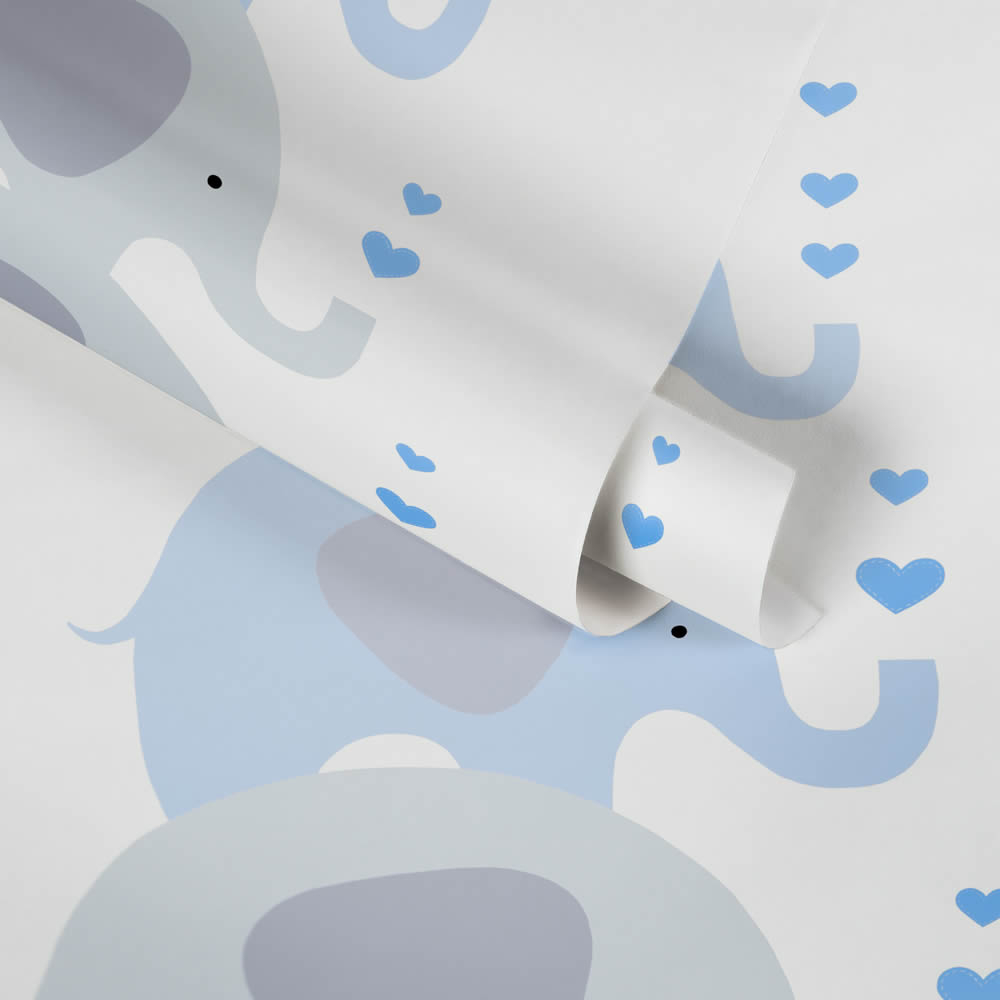 hearts and animals non-woven wallpaper grey, blue and white Little Love AS Creation 381351-8-381351.1M