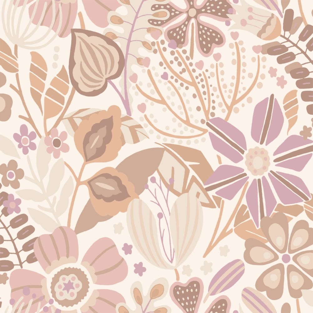 Non-woven wallpaper floral flower pattern pastel beige 139675
