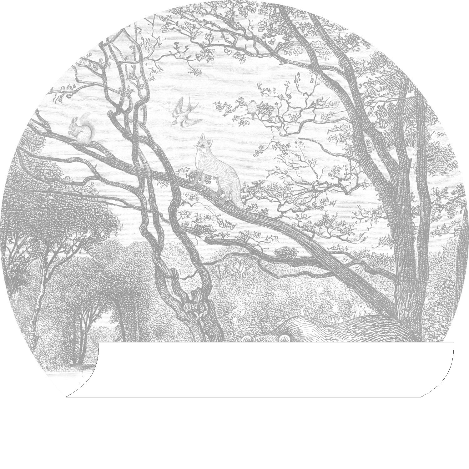 Wandbild Waldtiere rund grau 70 cm Vlies 159070