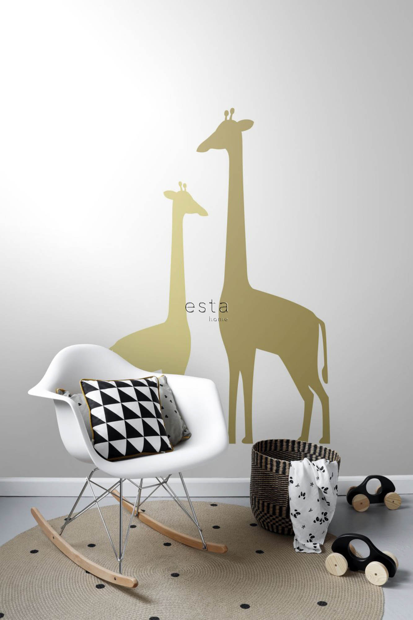Wandbild Giraffen senfgelb weiß 150 x 279 cm 158925