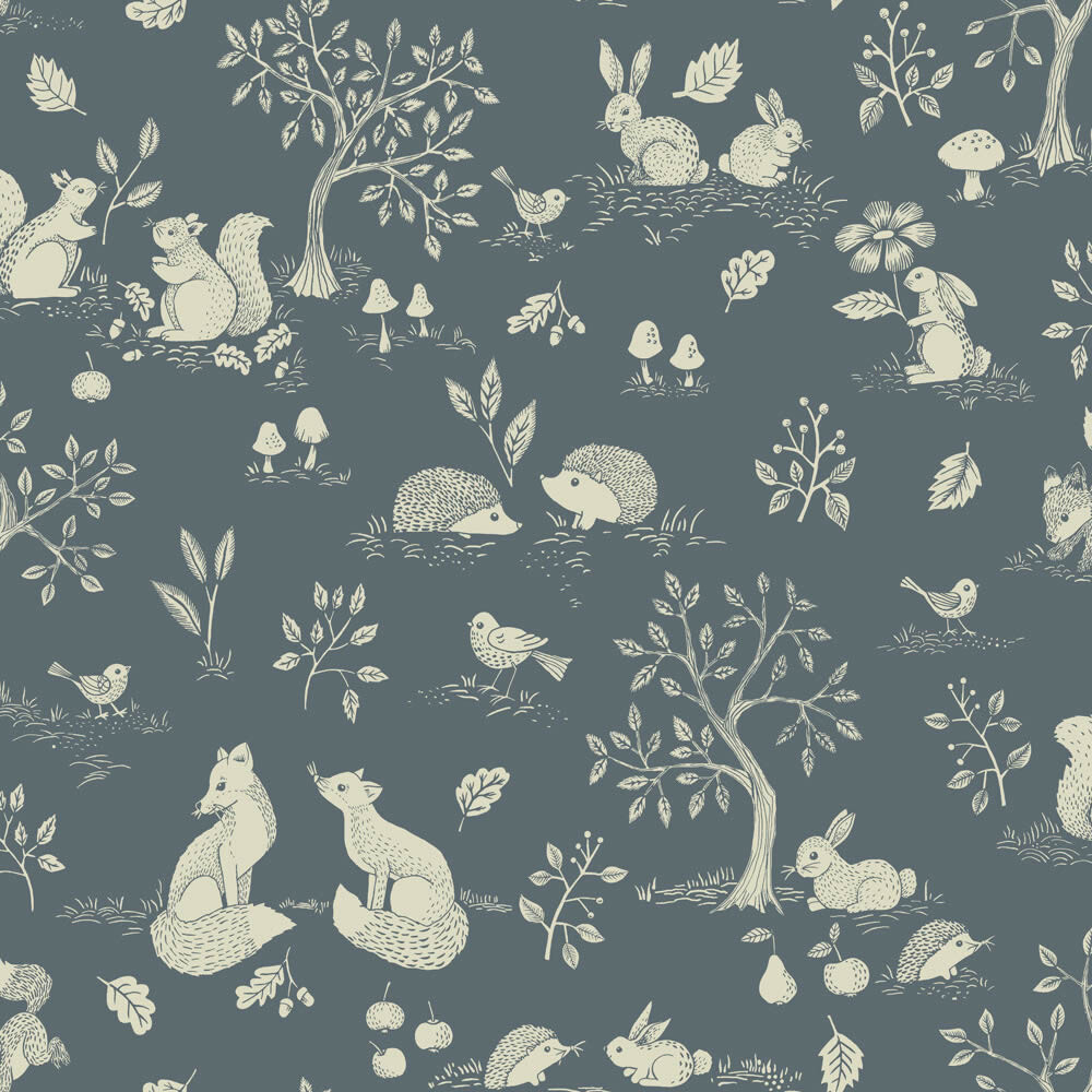 Waldtiere Tolle Kinderzimmertapeten Vliestapete dunkelblau Grönhaga Rasch Textil 044129-23-044129.1M