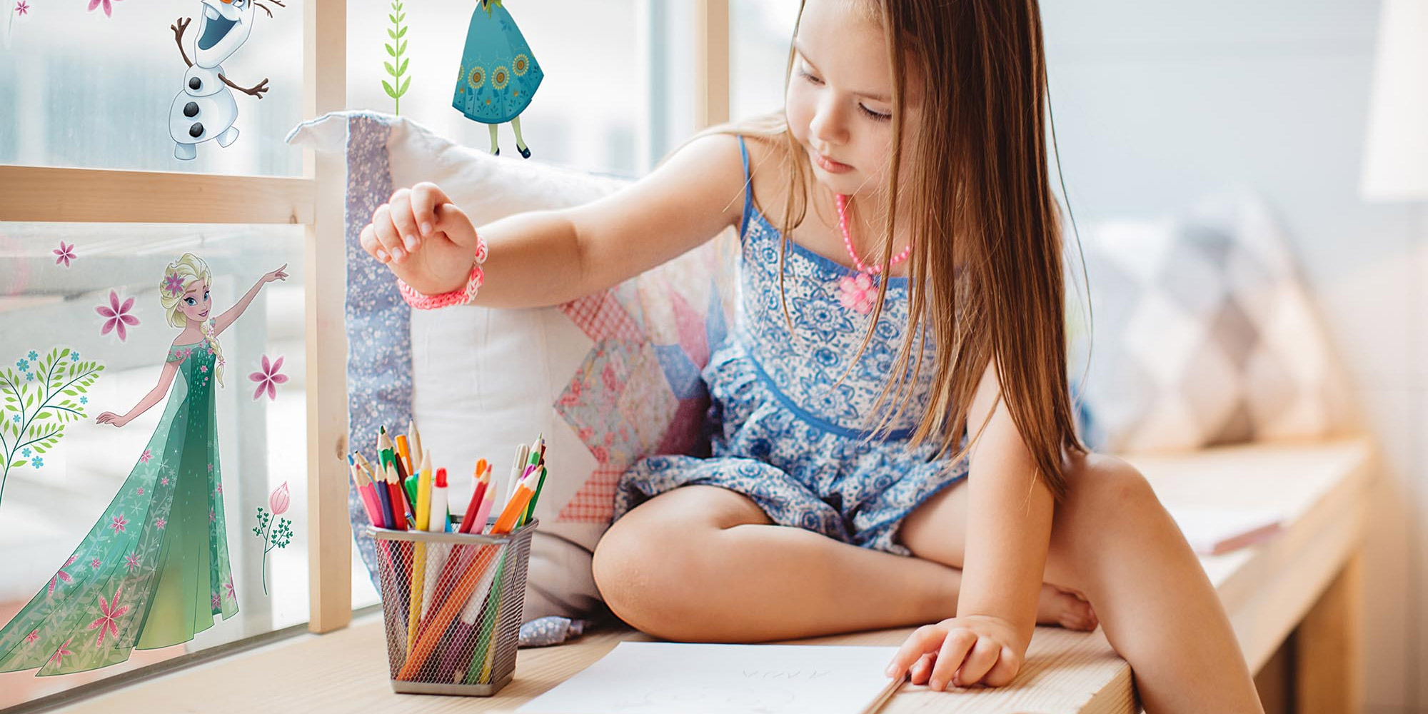 Fenstersticker von der Eiskönigin für das Kinderzimmer.