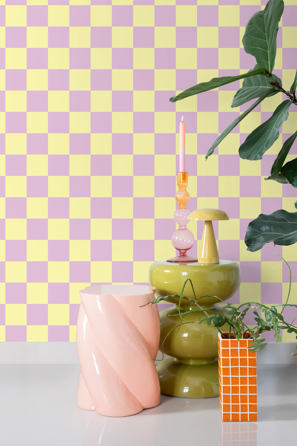 Tapete Karo Tapete lila gelb Colour Pop Vlies 131134