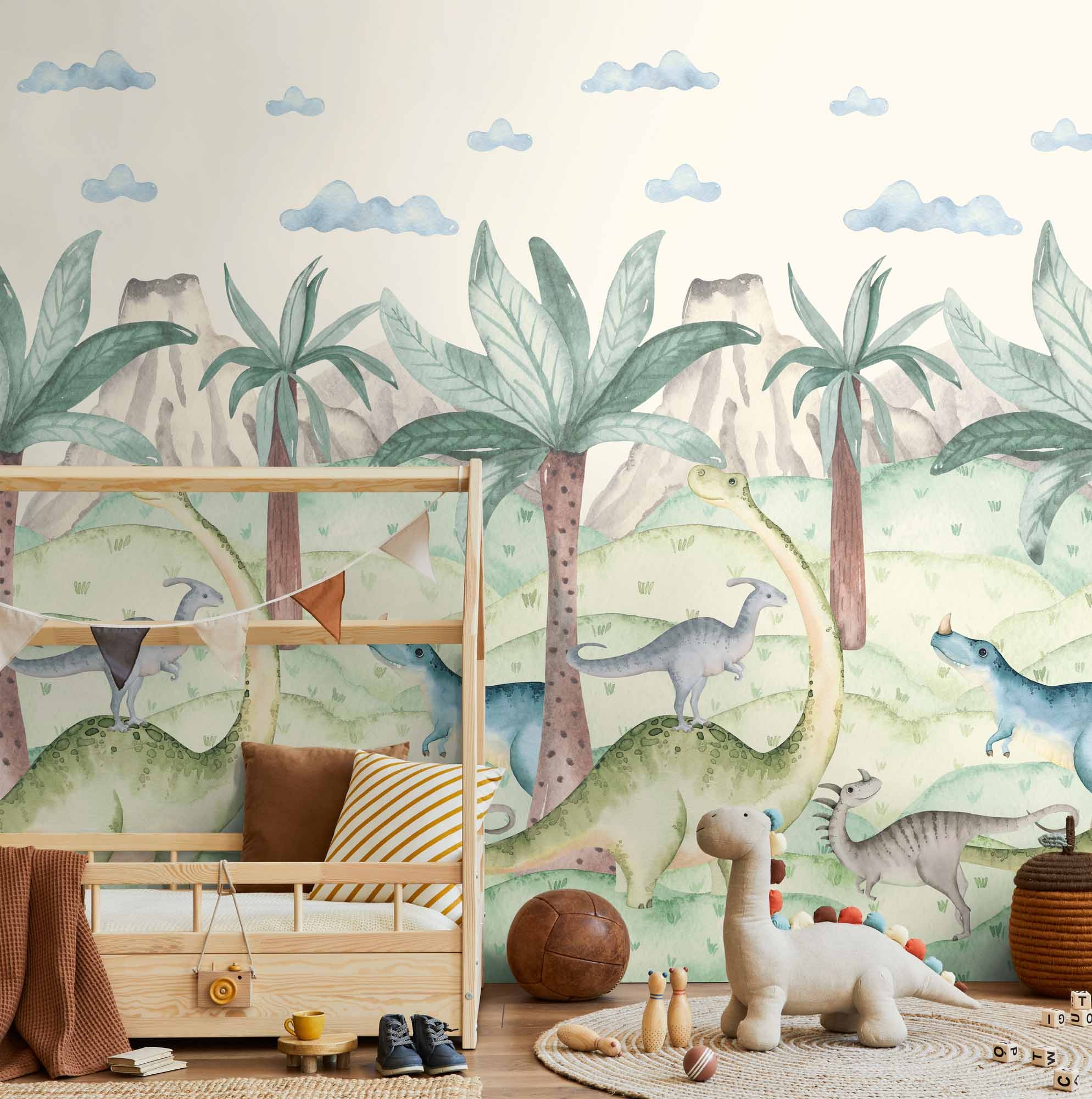 Wandbild Dinosaurier Dschungel creme 159 x 280 cm 792888