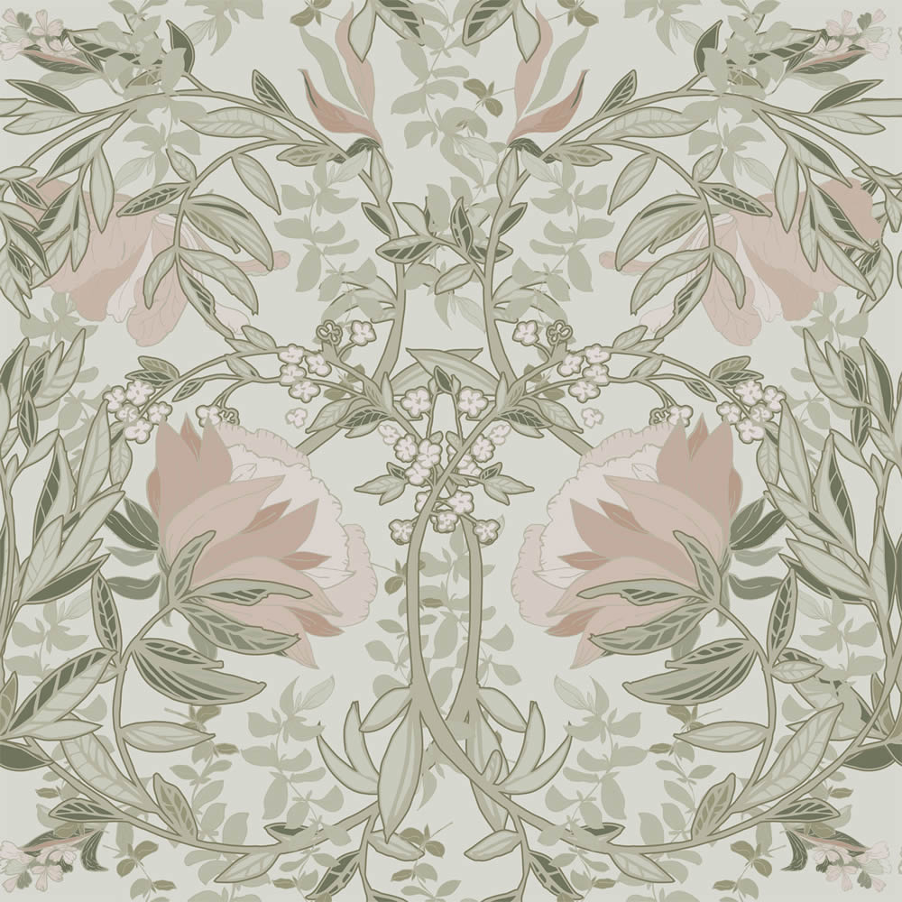 Tapete Jugendstil Blumen große Blüten beige Vlies 139418
