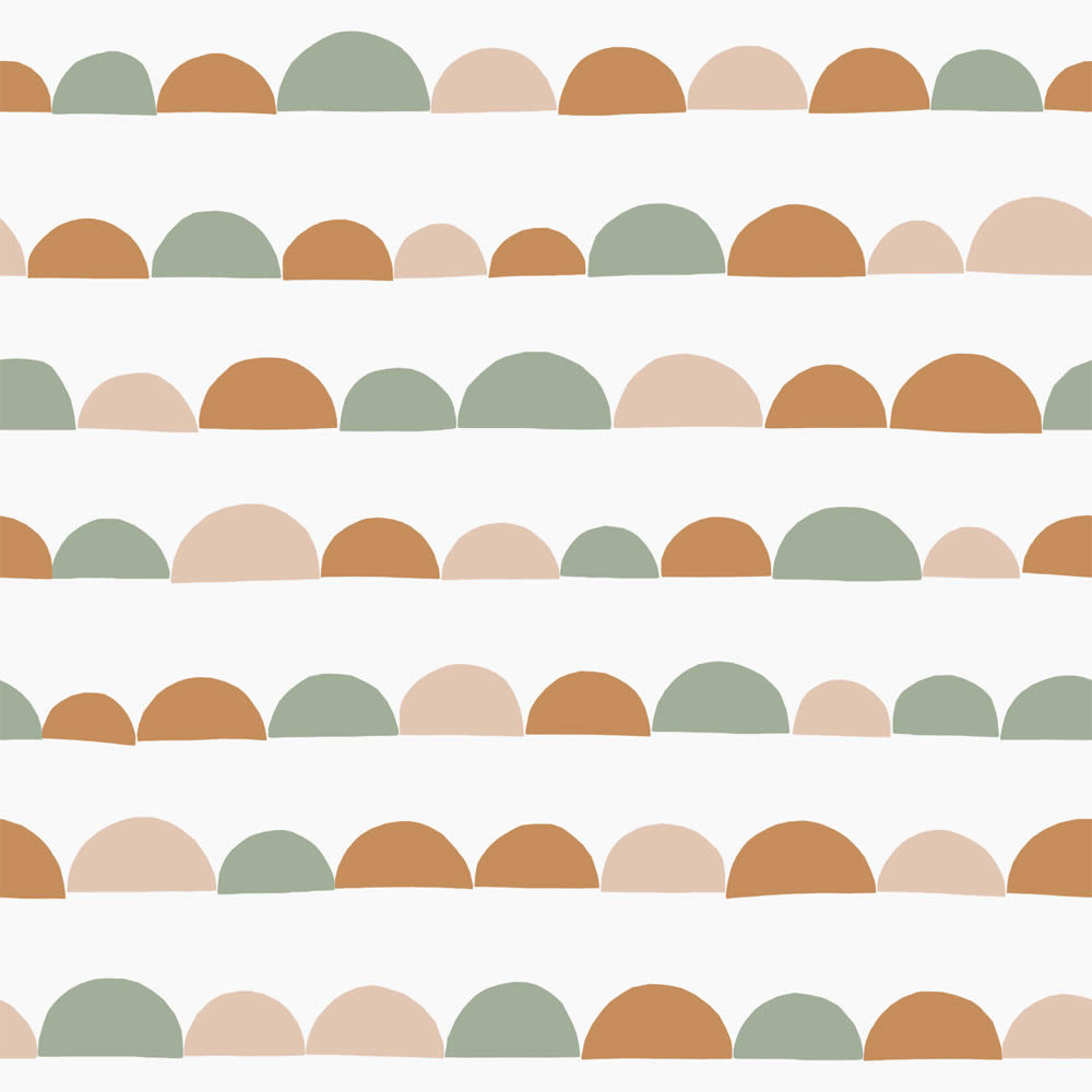 semicircles non-woven wallpaper white green and orange Woodland Rasch Textil 139267-23-139267.1M