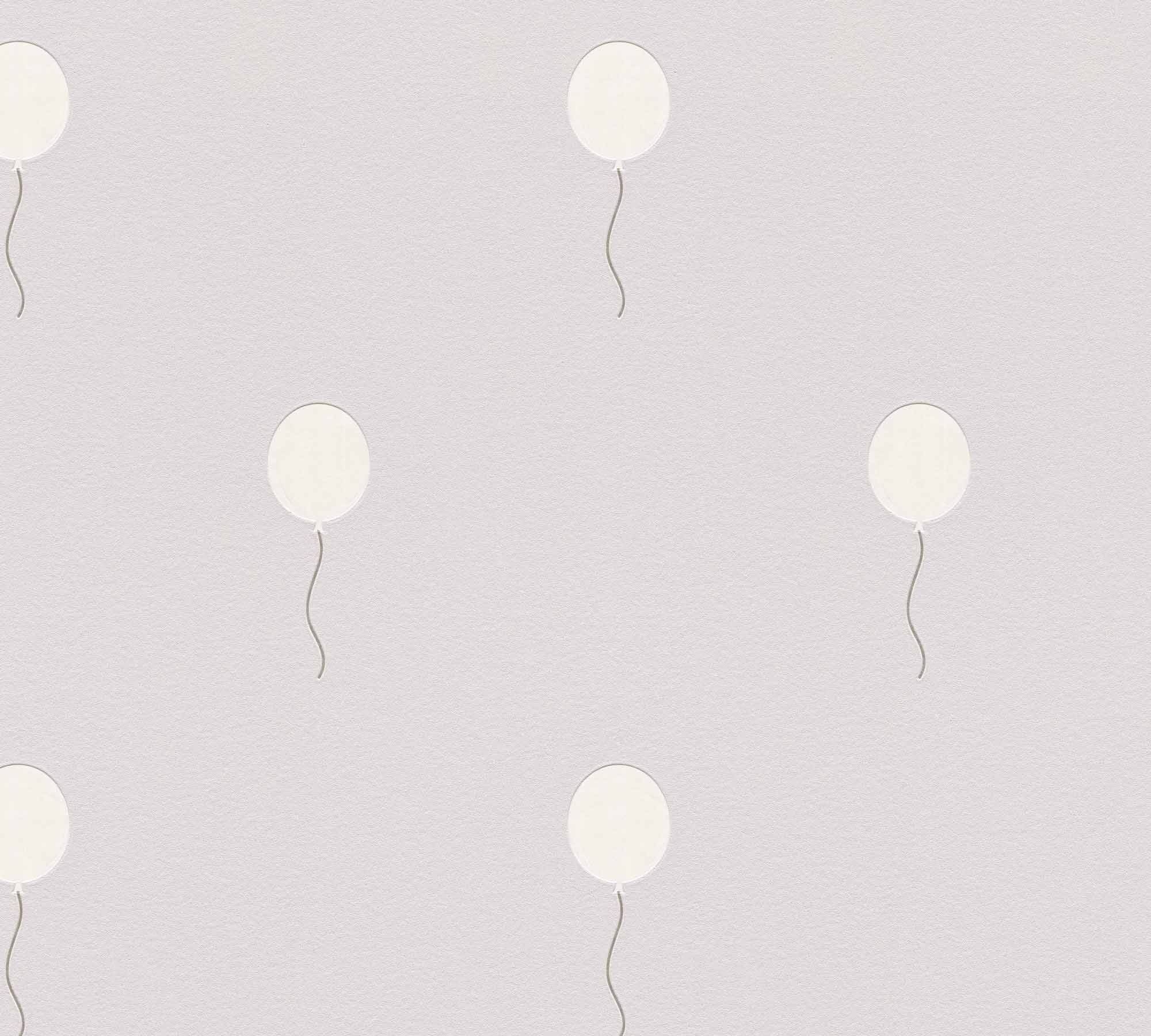 Tapete Ballon Tapete weiße Luftballons hellgrau Vlies 792643