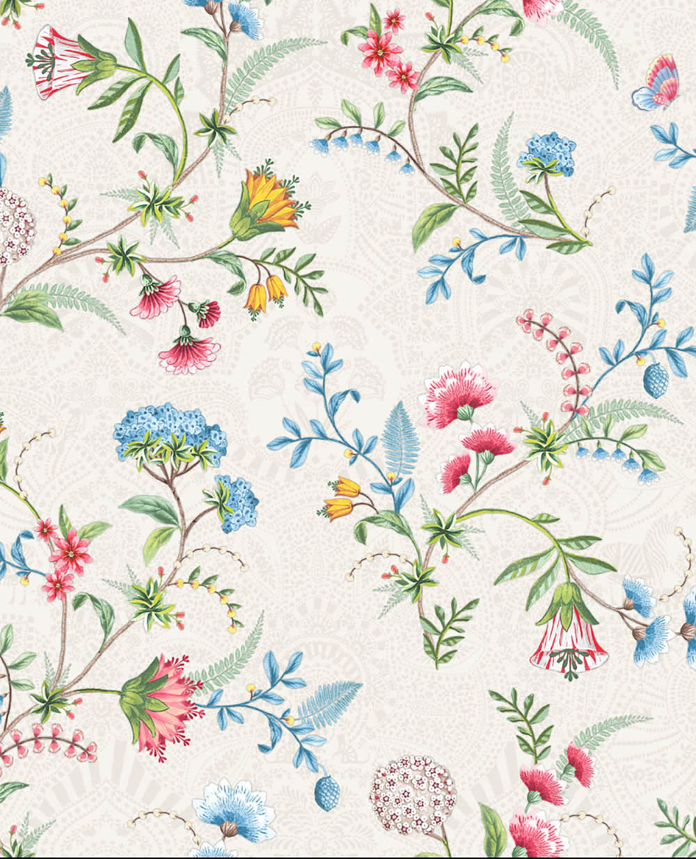 Tapete Vlies Weiß Bunte Blumenranken Pip Studio 5 300120