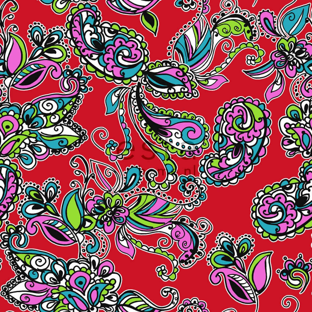 non-woven wallpaper funky flowers paisleys multicoloured