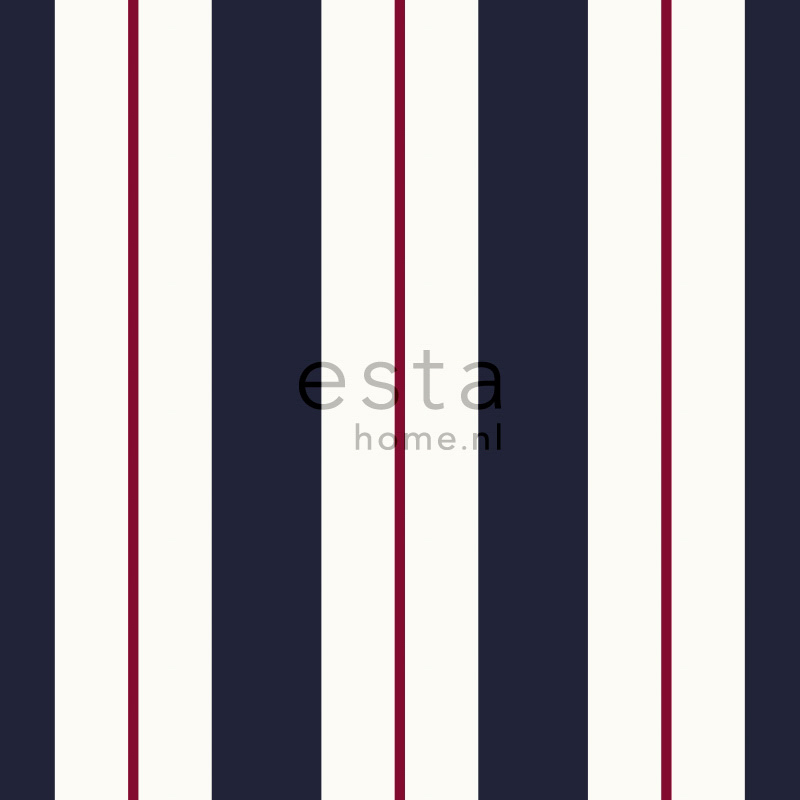 Streifentapete klassisch blau rot Vlies 136415