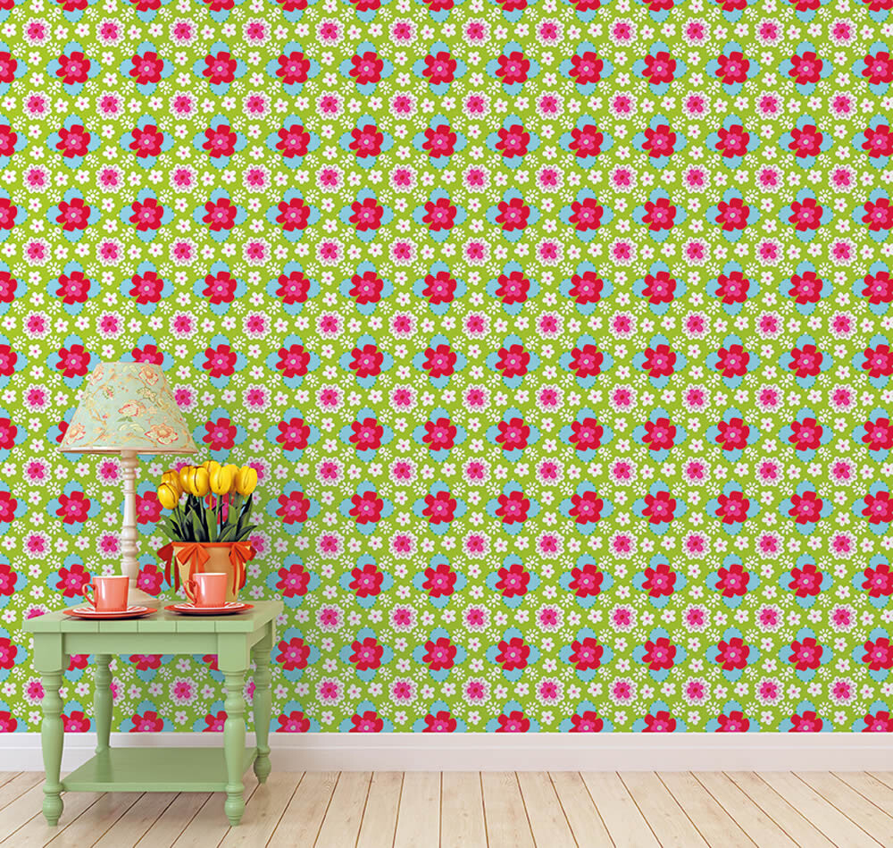 Wandbild Blümchen Grün Vlies-65-TD4061