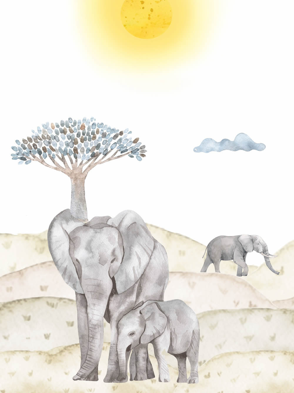 Canvas picture Safari wild elephants DD129416 30 x 40 cm