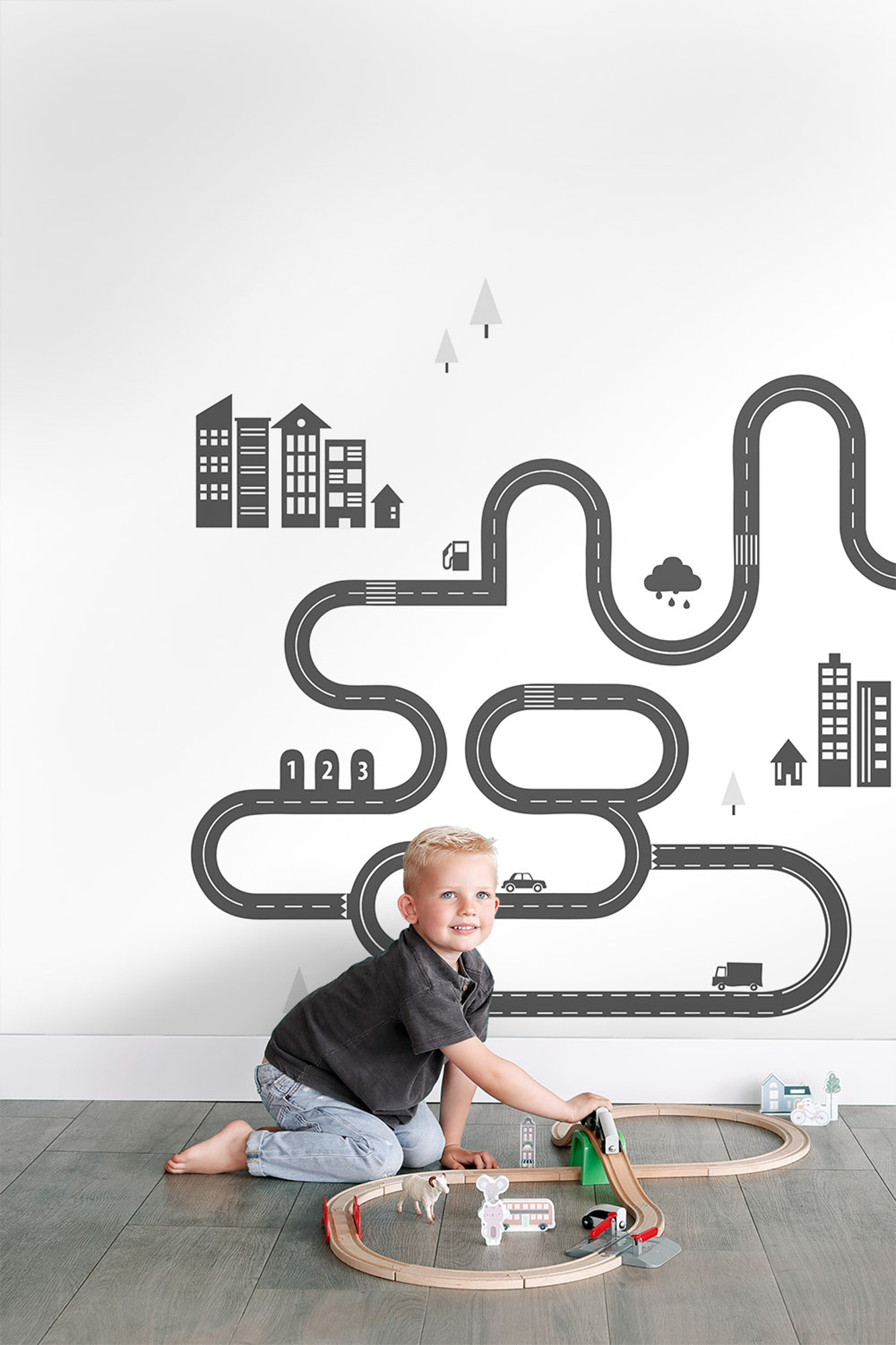 Wandbild Straße schwarz weiß 139.5 x 279 cm 158835
