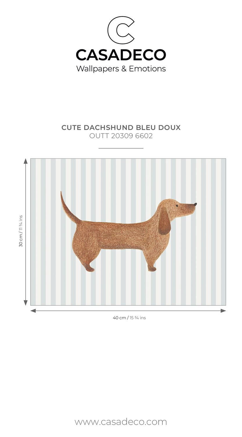 Poster Dackel in Aquarelloptik blau gestreift OUTT203096602