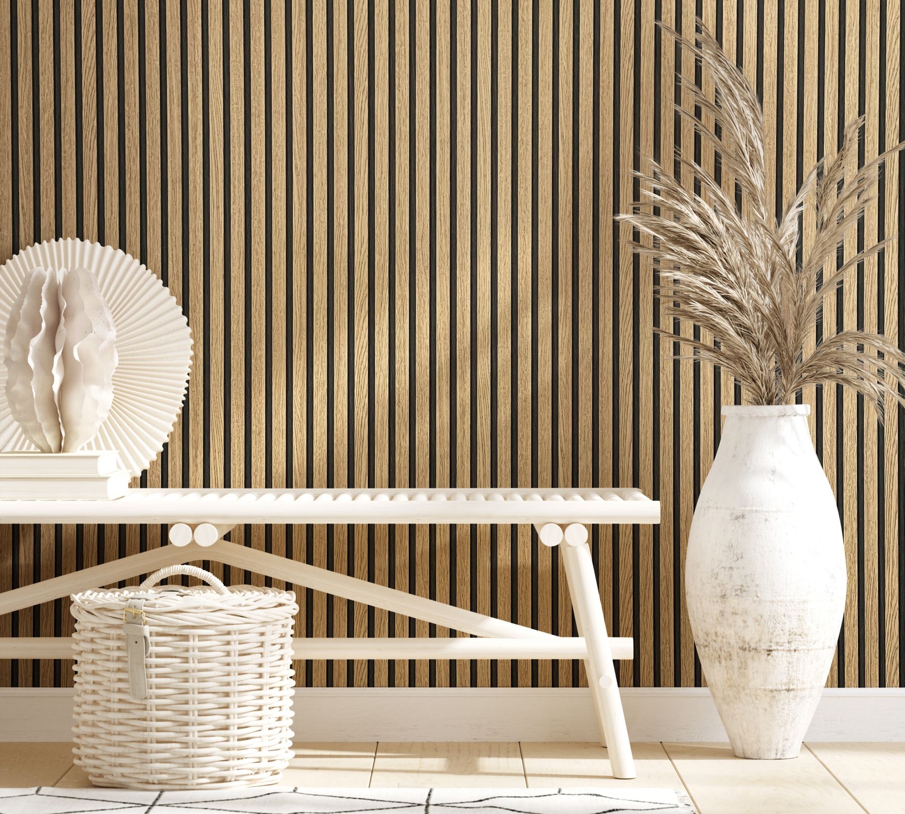 Non-woven wallpaper wood panel wood effect light brown-6-33960