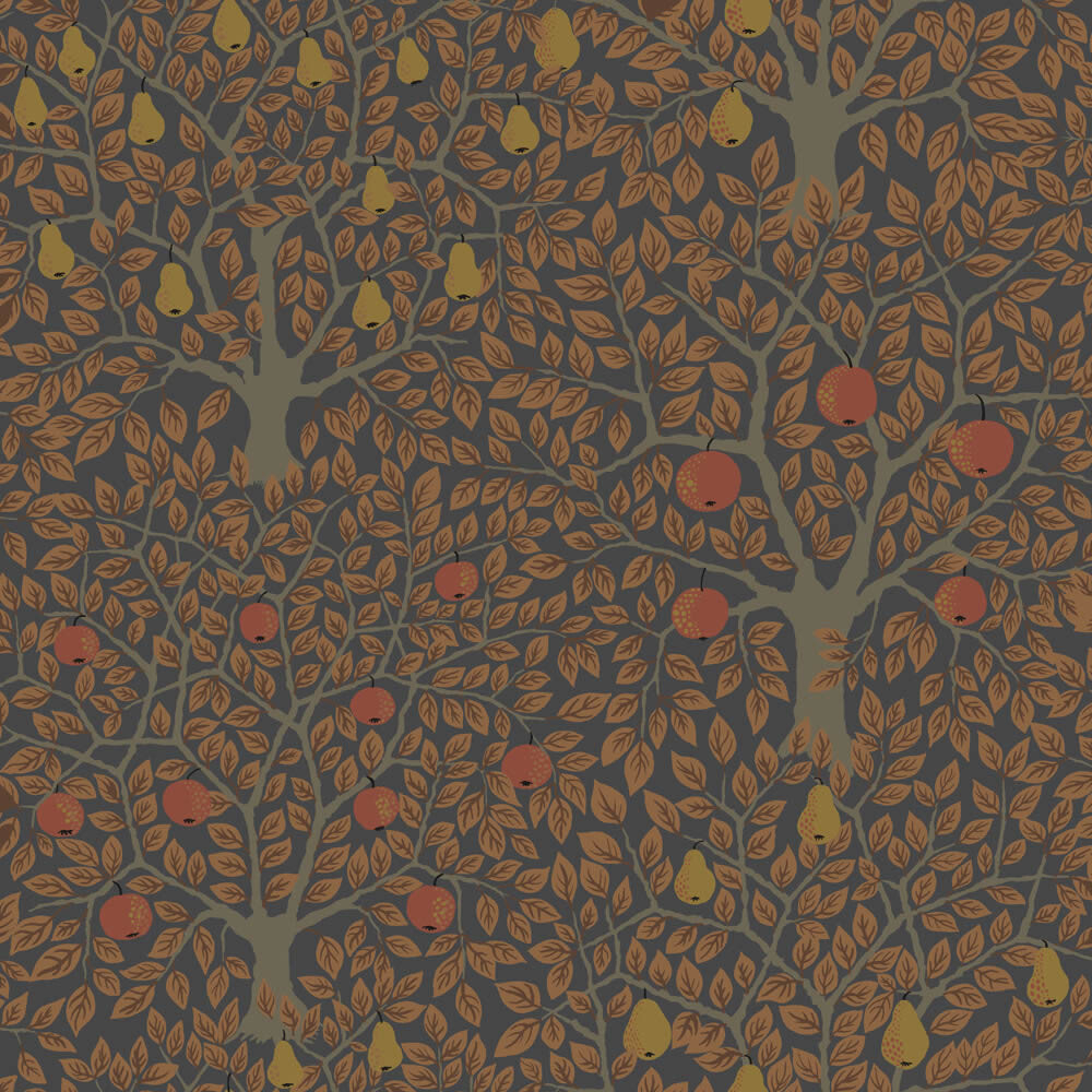 bunter Apfelbaum Vliestapete braun Grönhaga Rasch Textil 044109-23-044109.1M