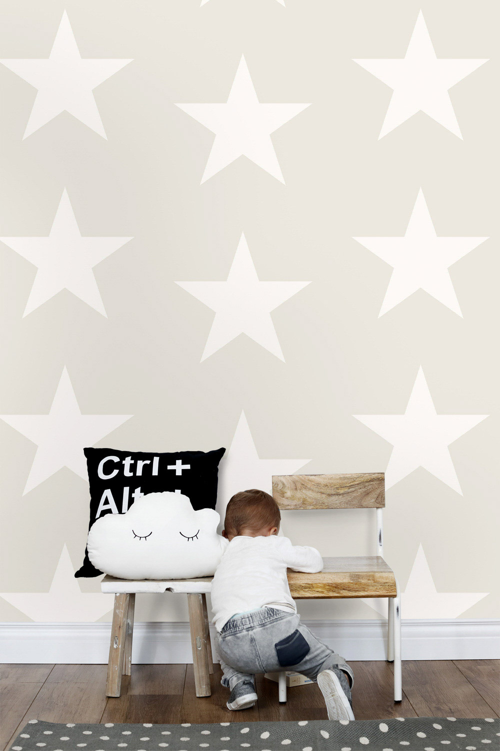 Beige Tapete Sterne Vlies