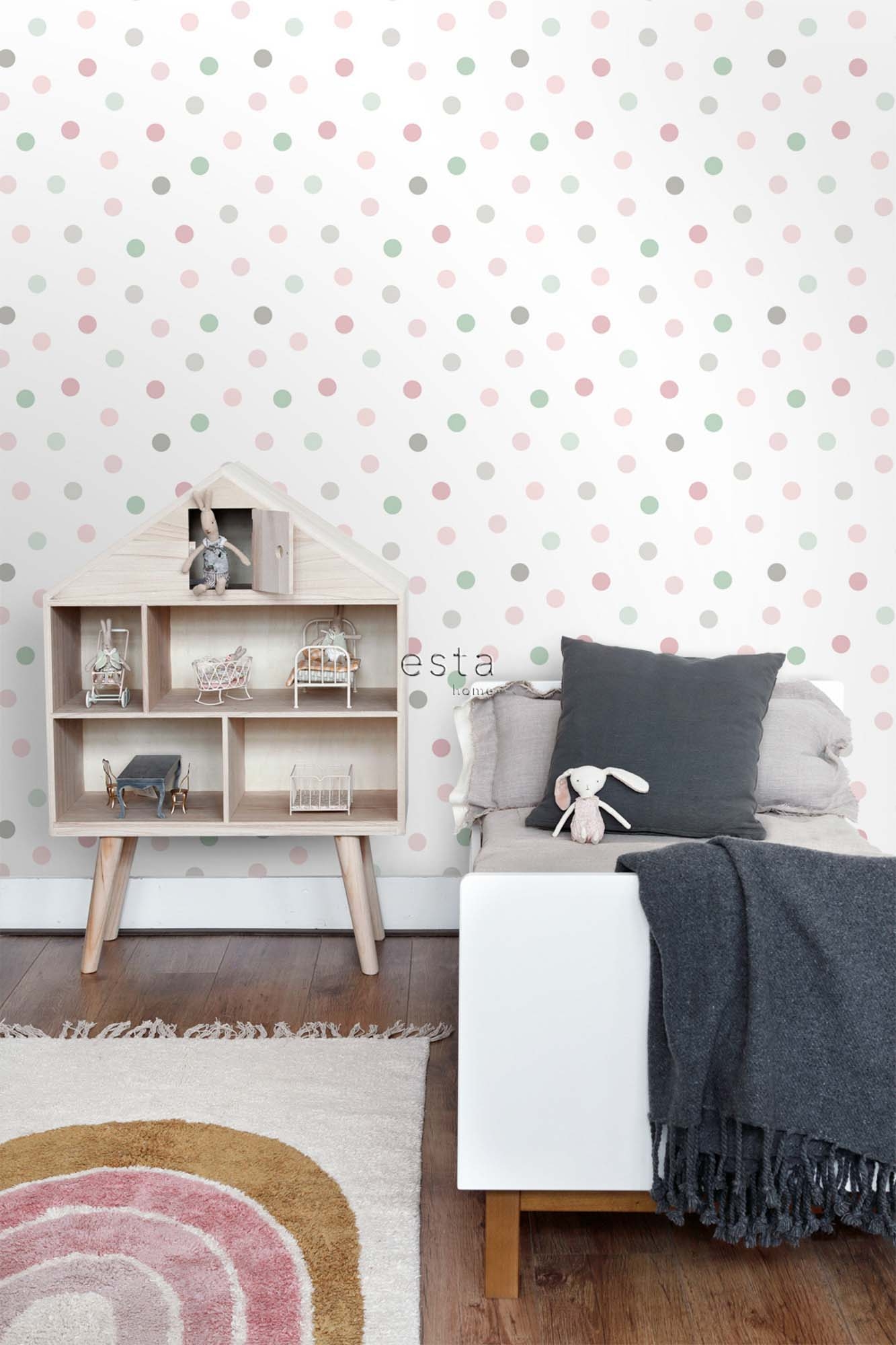Punkte Tapete Skandi rosa weiß Vlies 139040