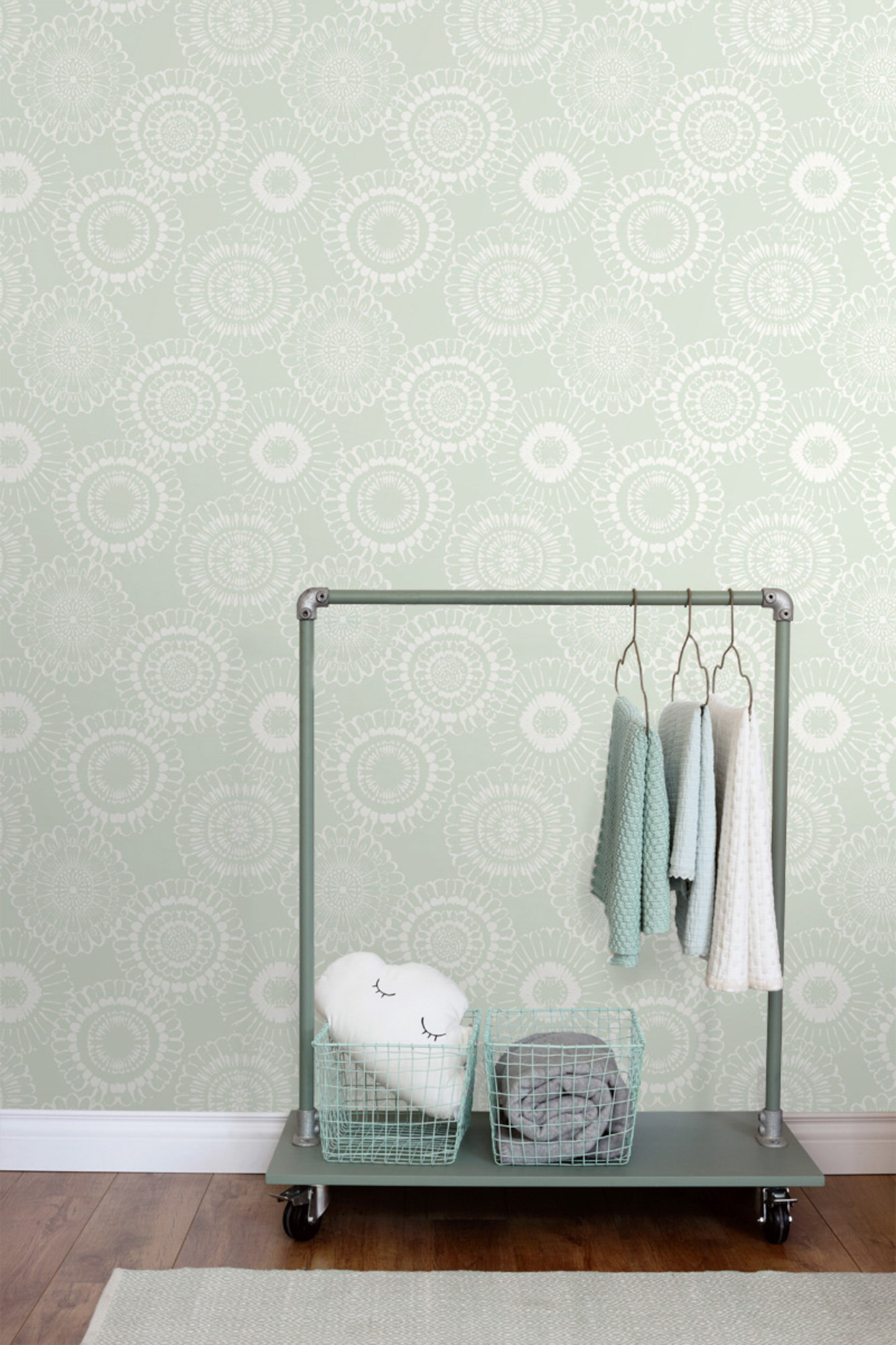 Blumentapete Scandi mintgrün Vlies 128861