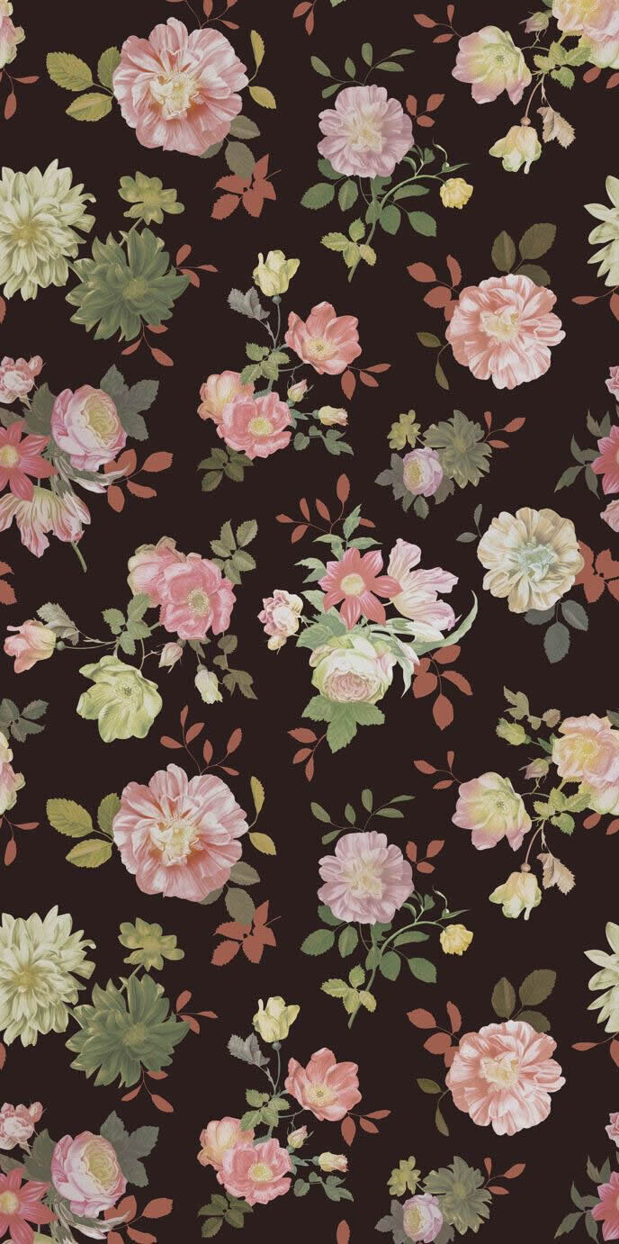 Wandbild Schwarz Blumen Rosa Beige-55-383611