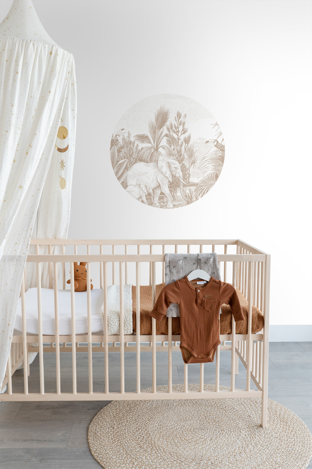 Wandbild Dschungel Tiere rund beige 70 cm Vlies 159077