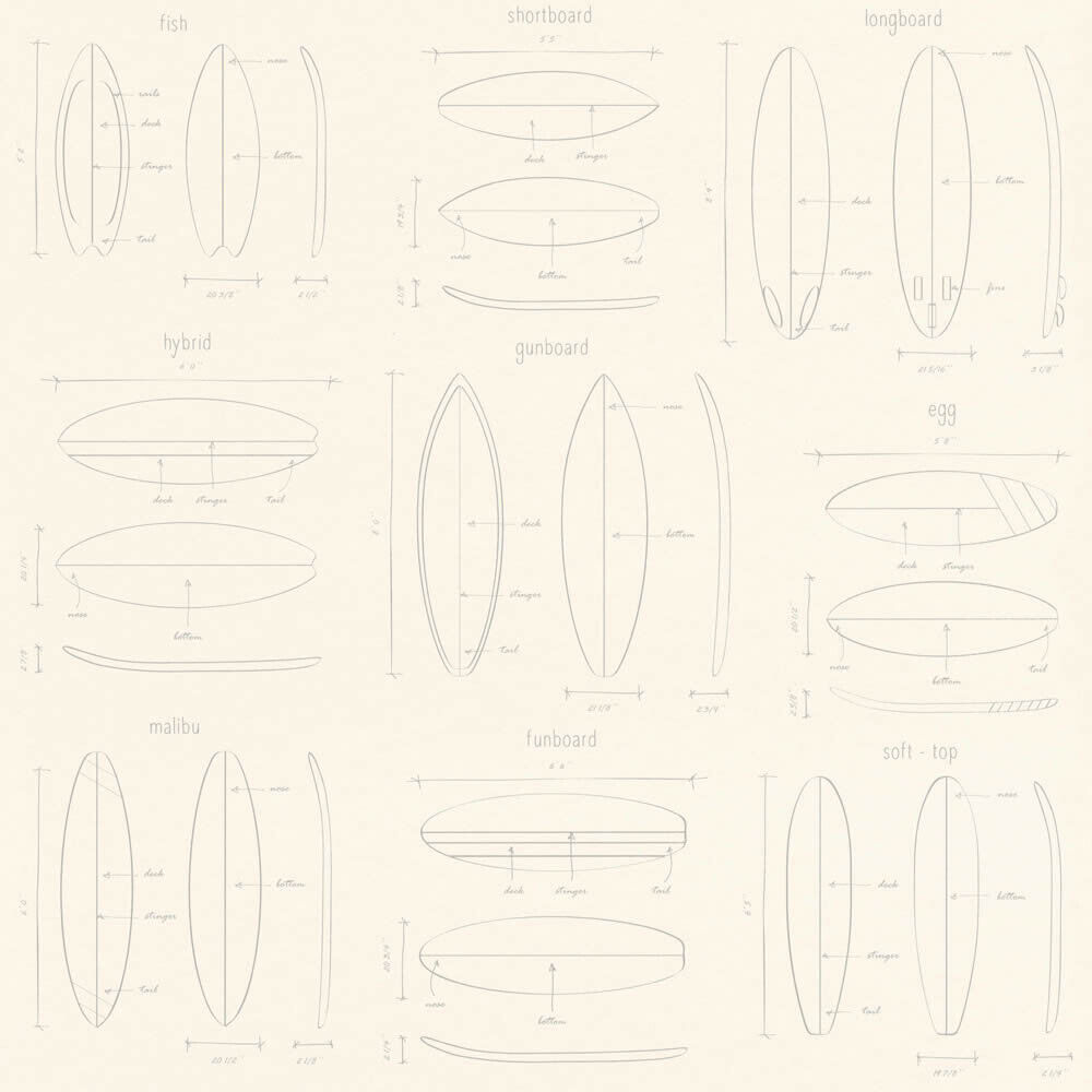 Vliestapete Surfbretts Creme-23-128869.1M