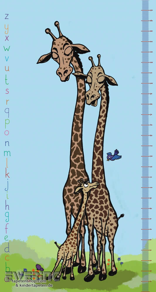 Giraffen-Messlatte Wand-Bild Blau-7-892550