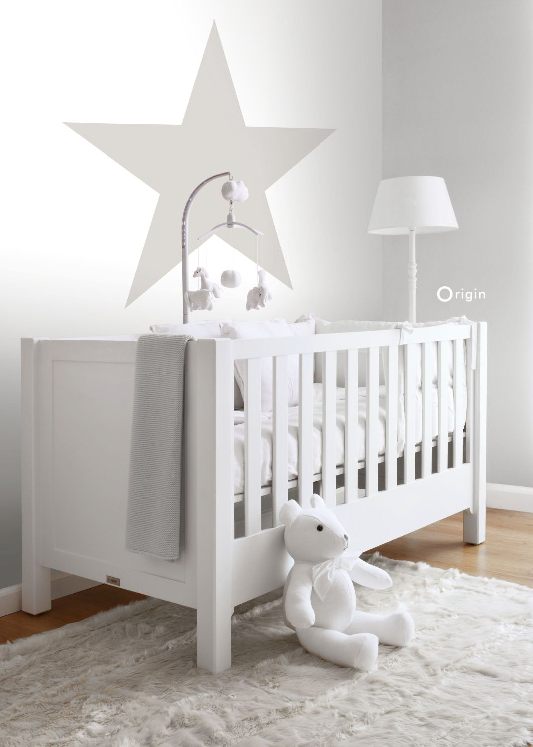 Wandbild großer Stern grau weiß 150 x 279 cm 357218