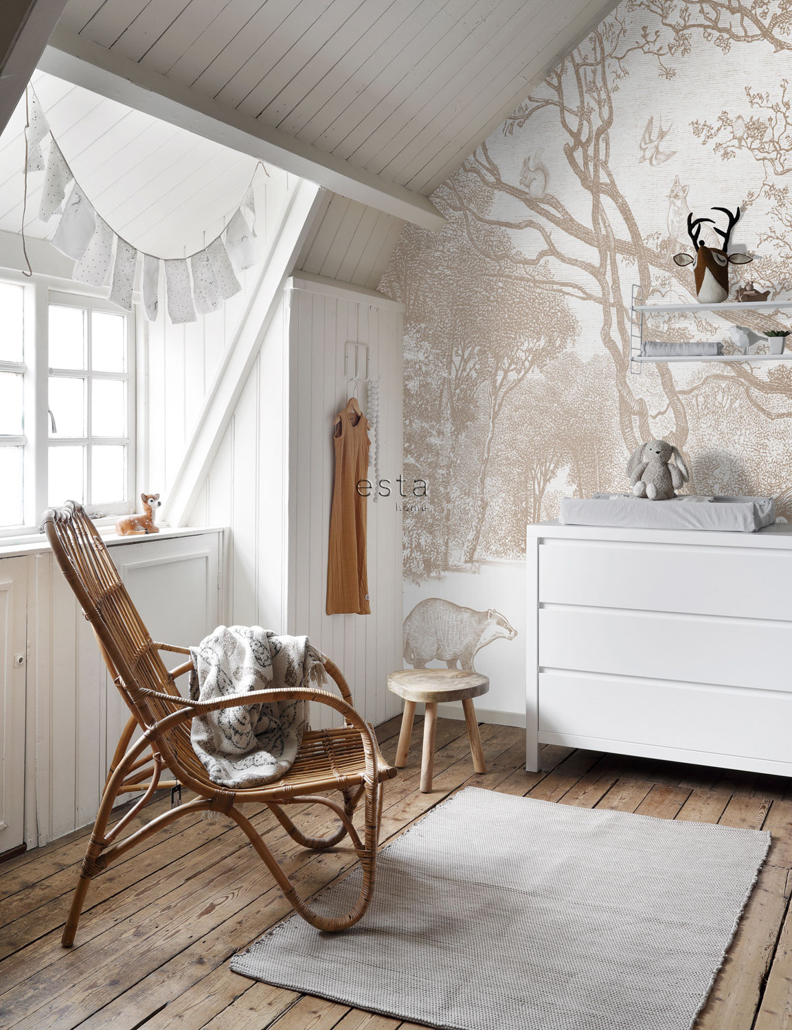 Wandbild Waldtiere beige 350 x 279 cm 159064