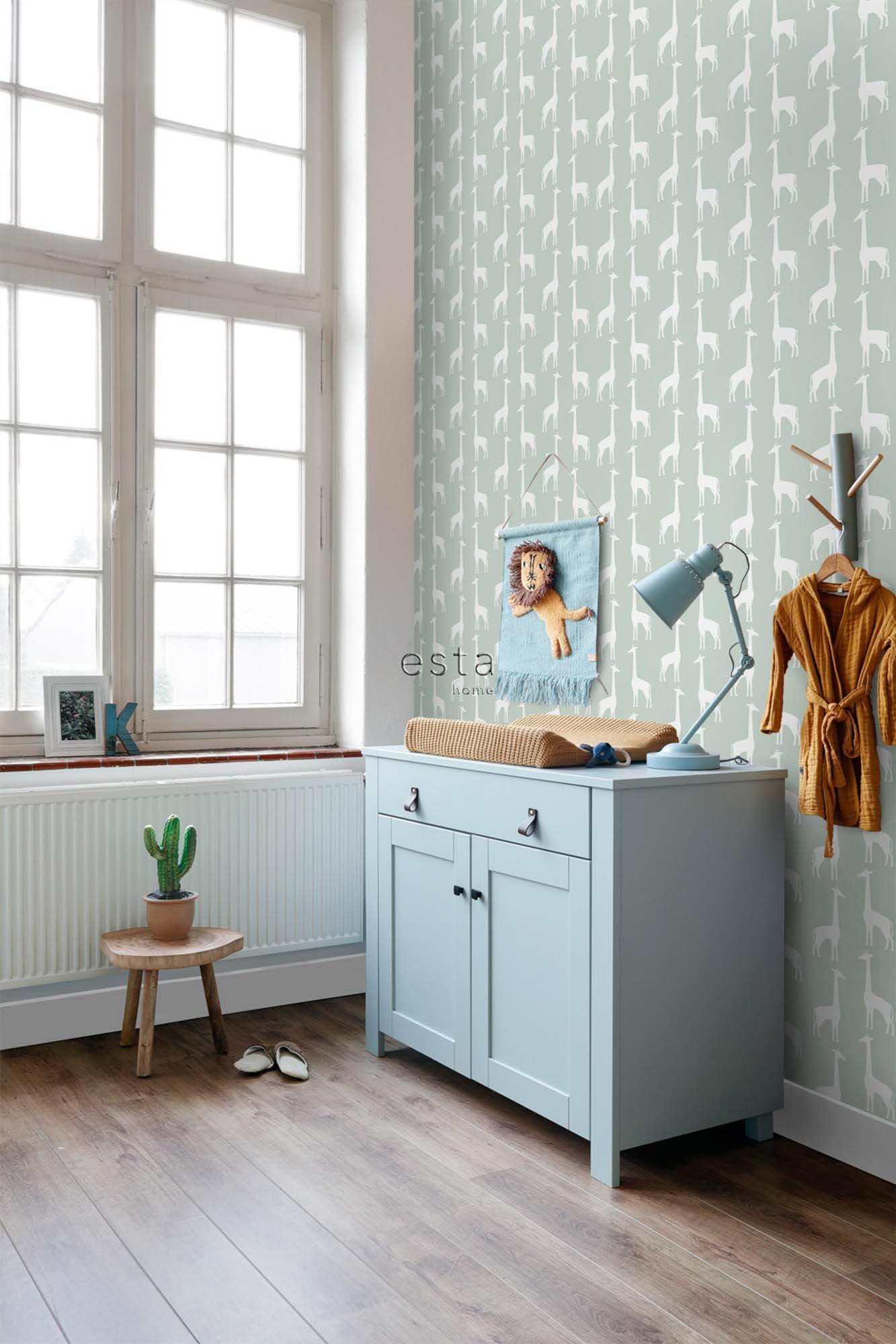 Giraffen Tapete Skandi mintgrün Vlies 139058