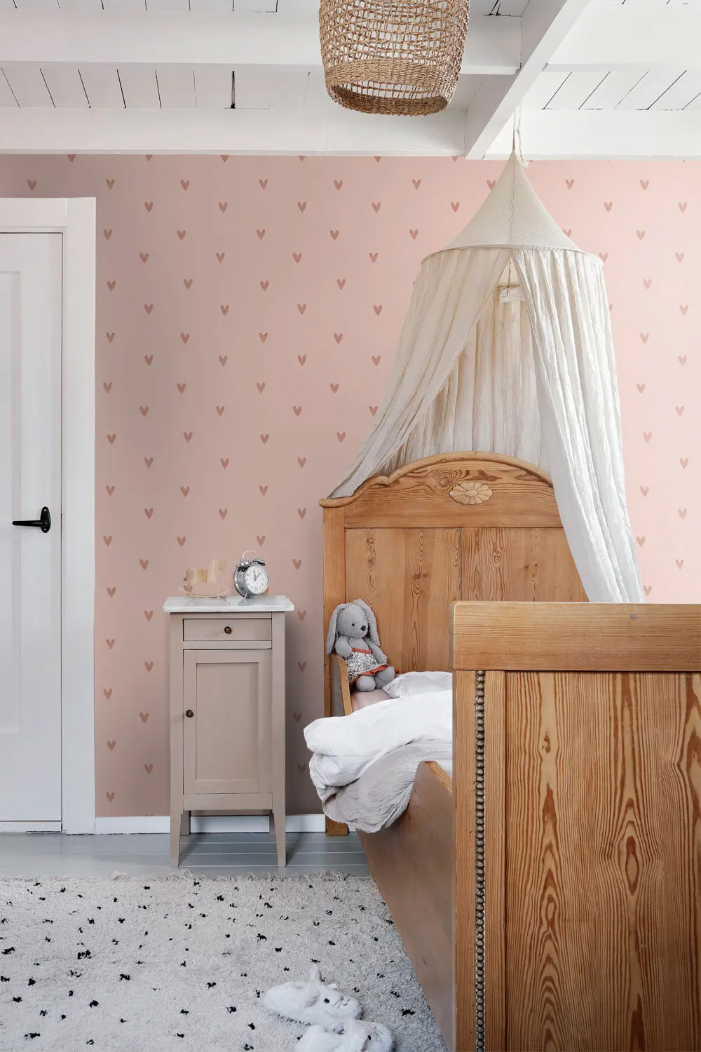 Herzmotiv-Tapete Mädchen-Vliestapete POM POM PIE rosa