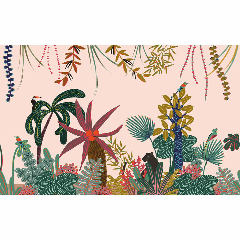 Mural Parrots Toucans Jungle pink LGG105144710