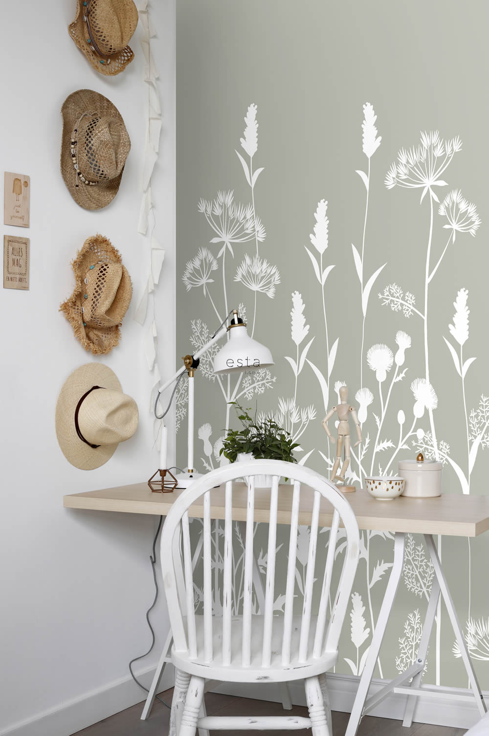 Wandbild skandinavische Feldblumen grün 150 x 279 cm 159214