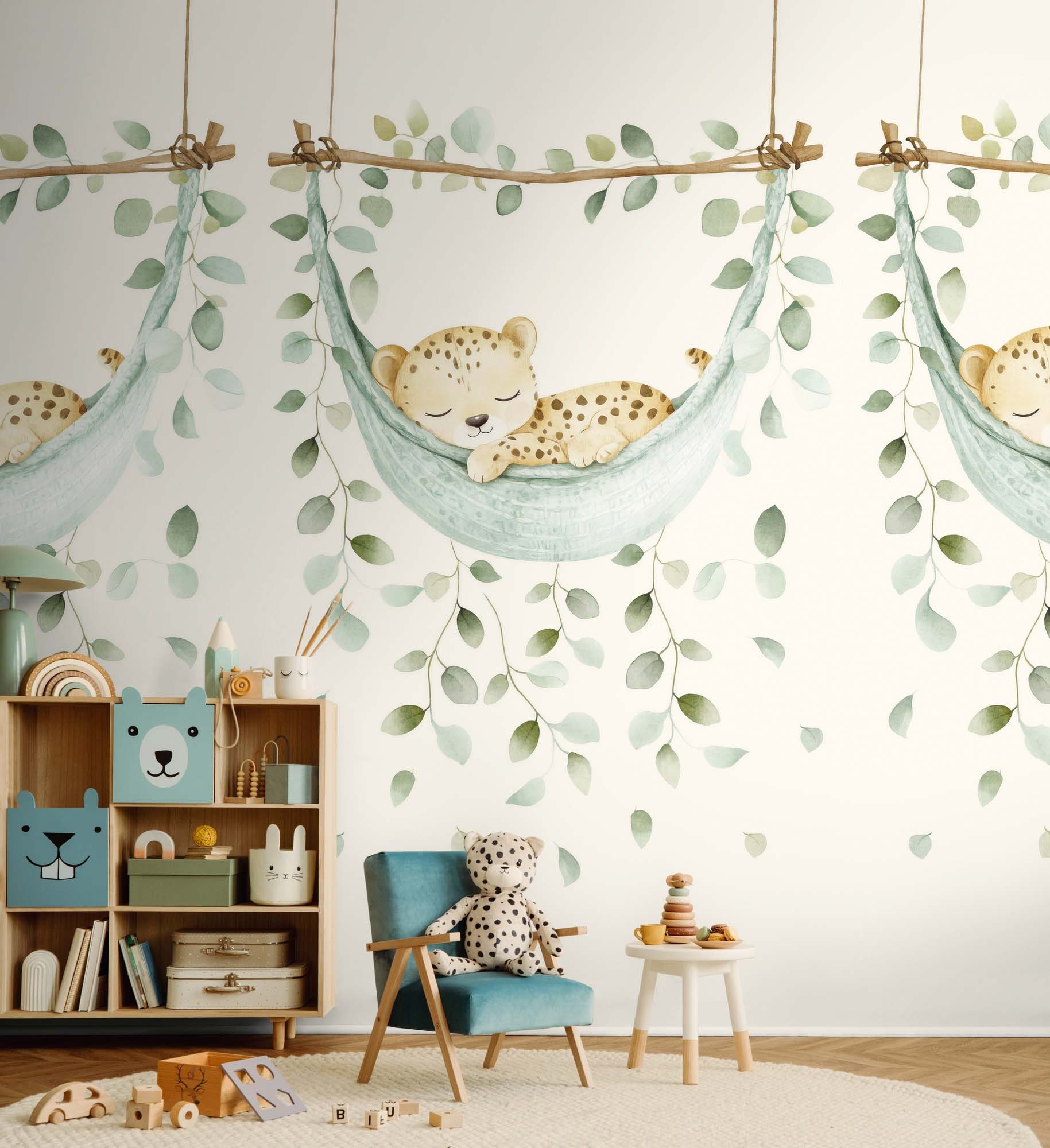 Wandbild Leopard in Hängematte beige 159 x 280 cm 792896