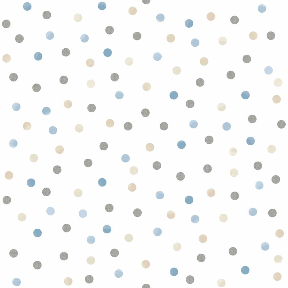 kleine Pünktchen Farbklekse Tapete weiß grau und blau Mondobaby Rasch Textil 213024-23-213024.1M