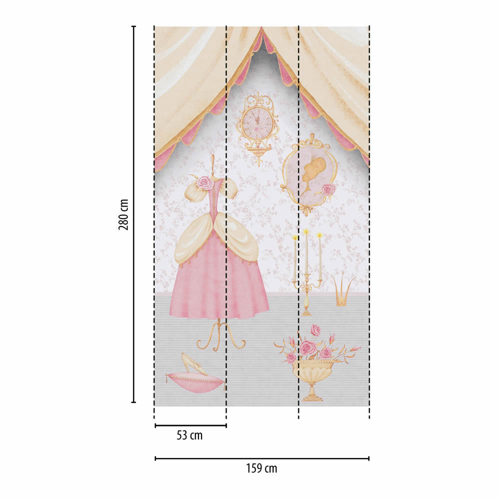 Wandbild Vlies Prinzessin Märchenhaft creme grau rosa 770661-8-770661