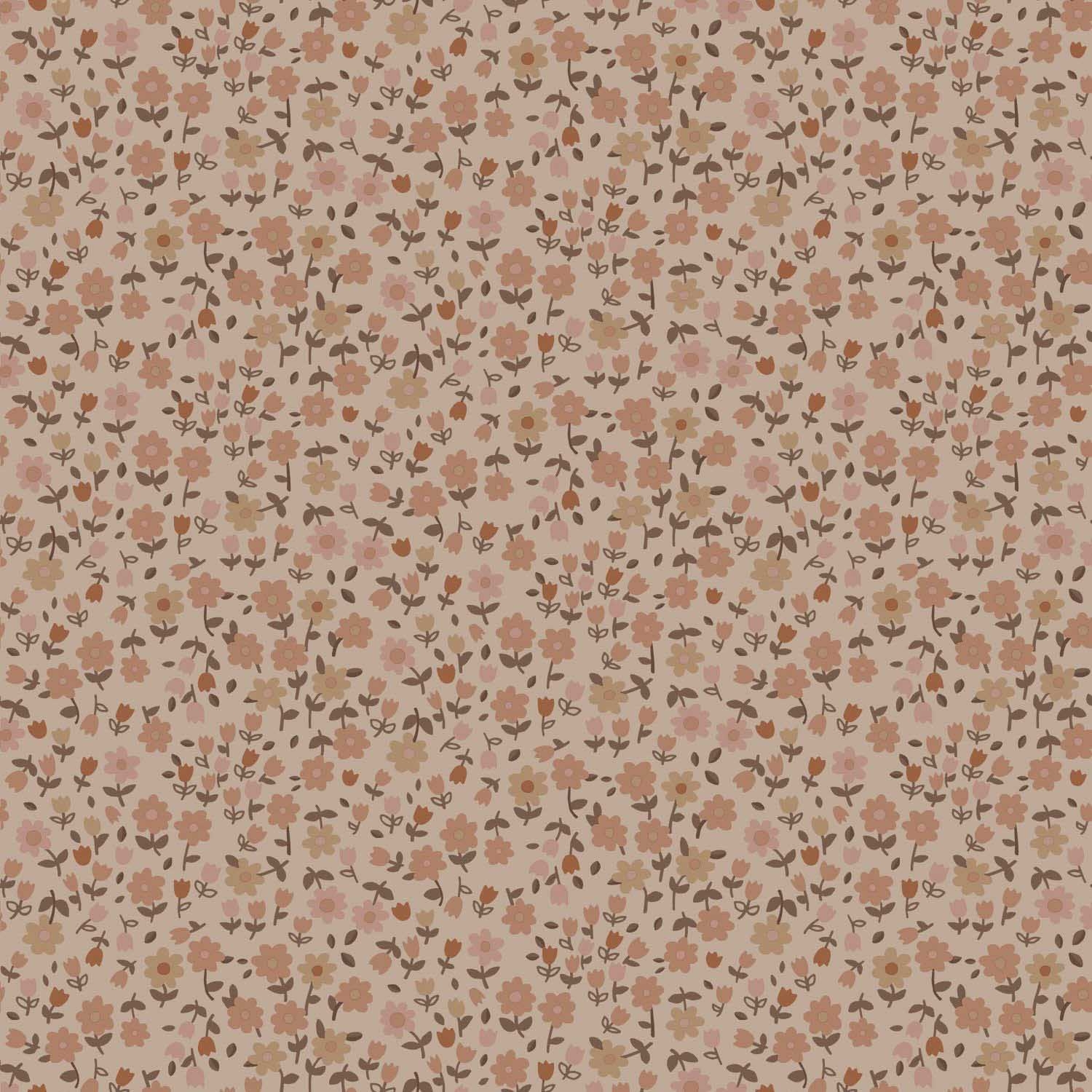 Scandi Blümchentapete Tulpen Streublümchen beige Naturtöne