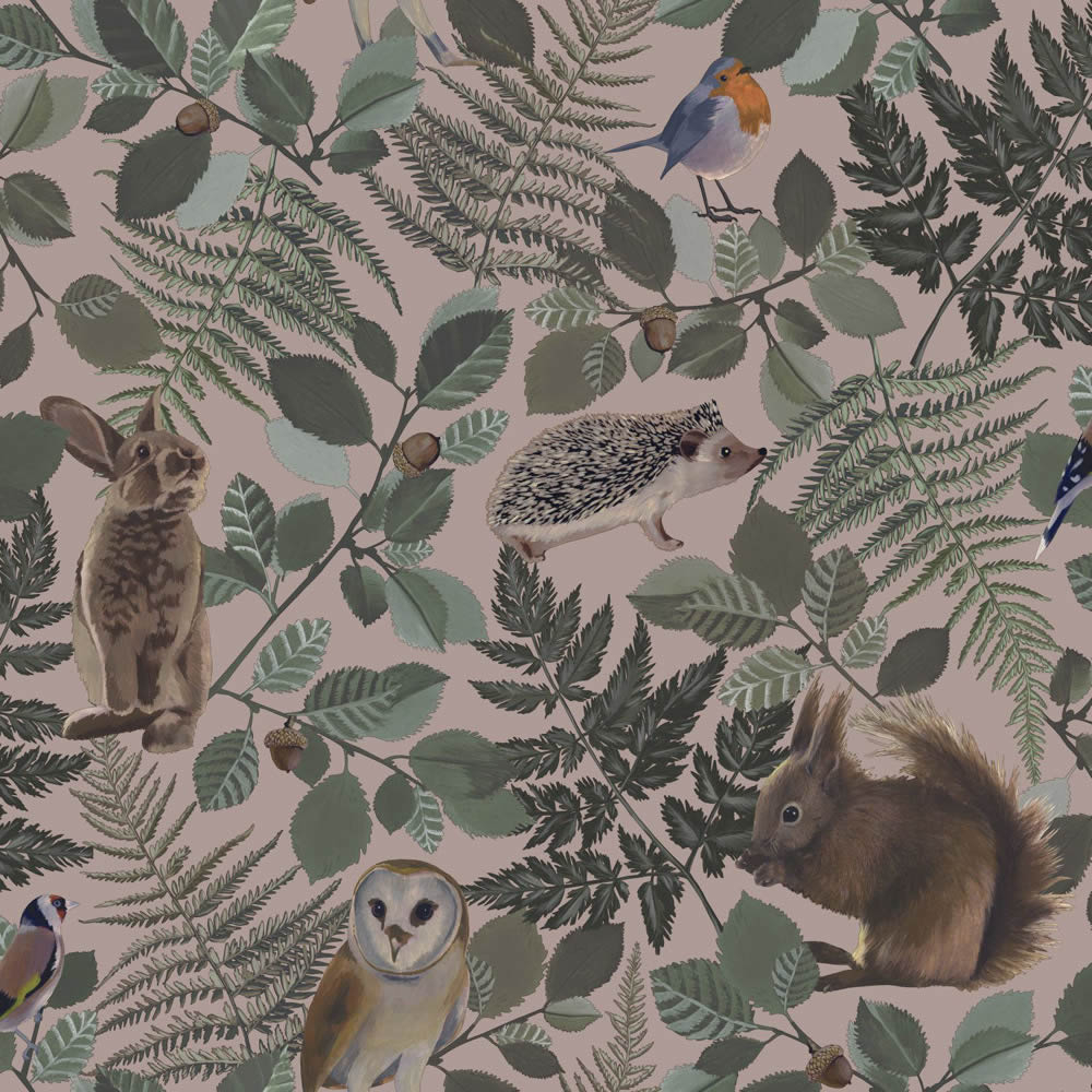 hazelnut branches non-woven wallpaper eucalyptus greenpink beige Woodland Rasch Textil 139252-23-139252.1M