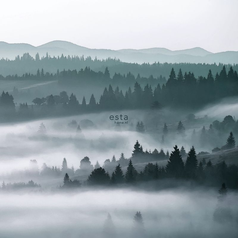 Wandbild Nebelberge Landschaft grün 279 x 279 cm 158910