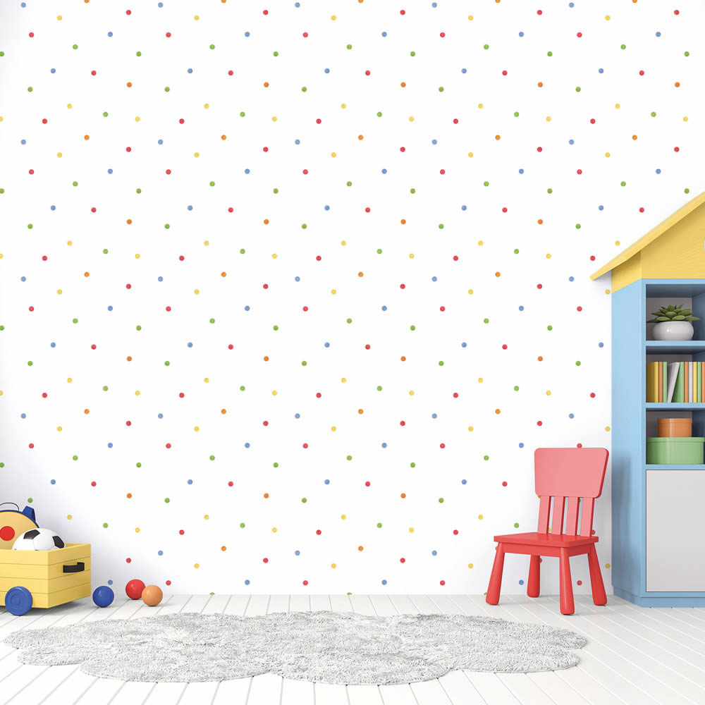 White and colorful non-woven wallpaper Forms Tiny Tots 2 Essener G78367-28-G78367.1M