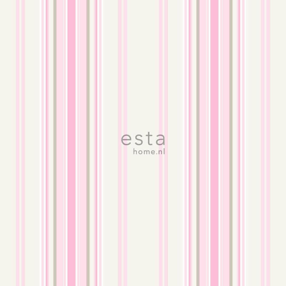 Non-woven wallpaper pink stripes girl