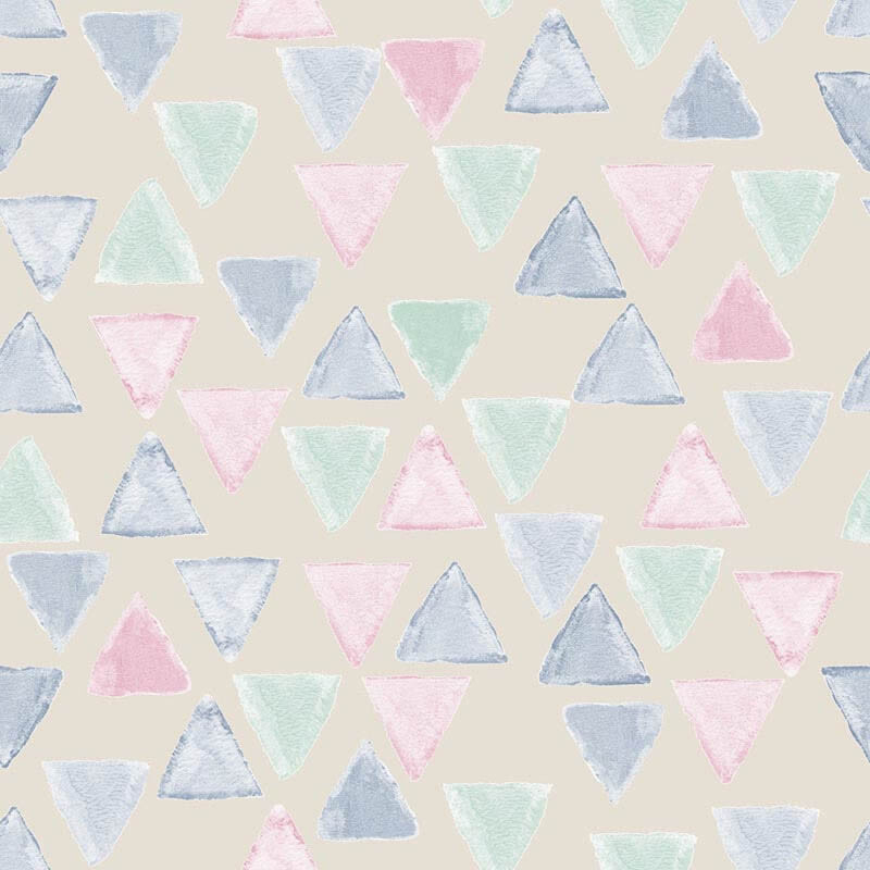 Tapete Dreiecke Vlies Creme Rosa Blau Grün-65-27172