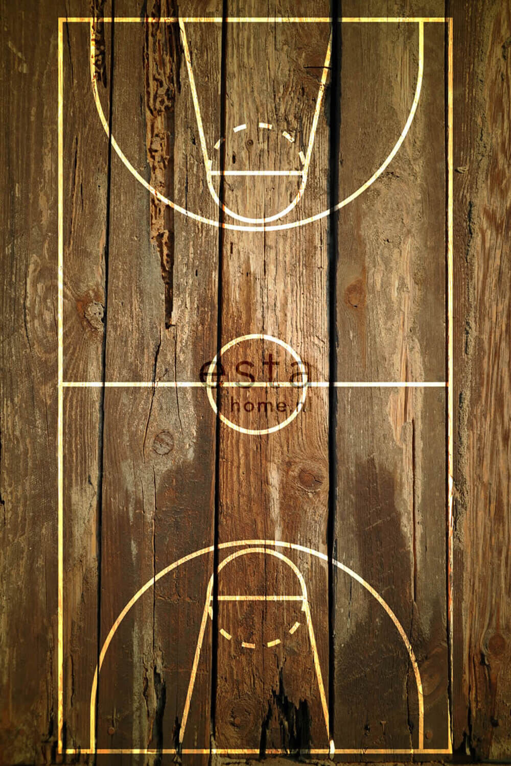 Basketballfeld Holzlatten Wandbild-56-158802